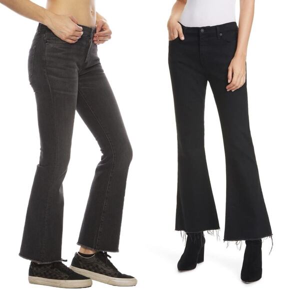 Nili Lotan High Waisted Vianca Kick Flare Jeans Frayed Hem Black Size 26 - Picture 9 of 9